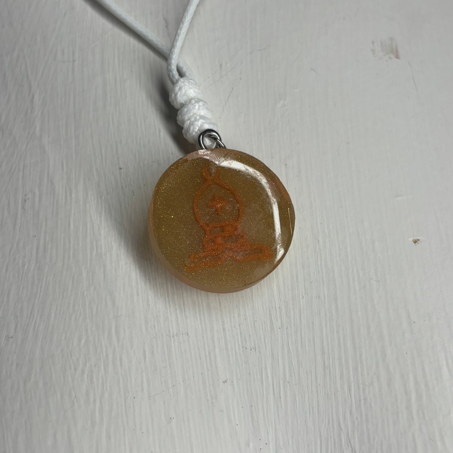 Champagne Cream Bishop - Handmade Resin Chess Necklace