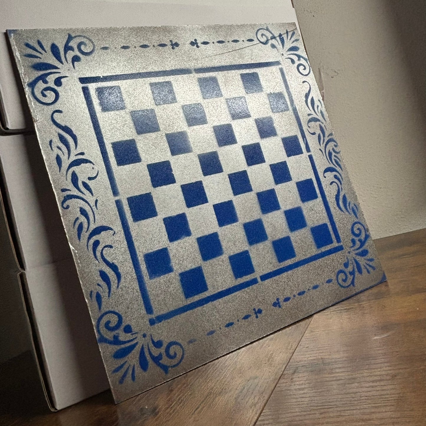 Chrome Blue - Painted Chess Board