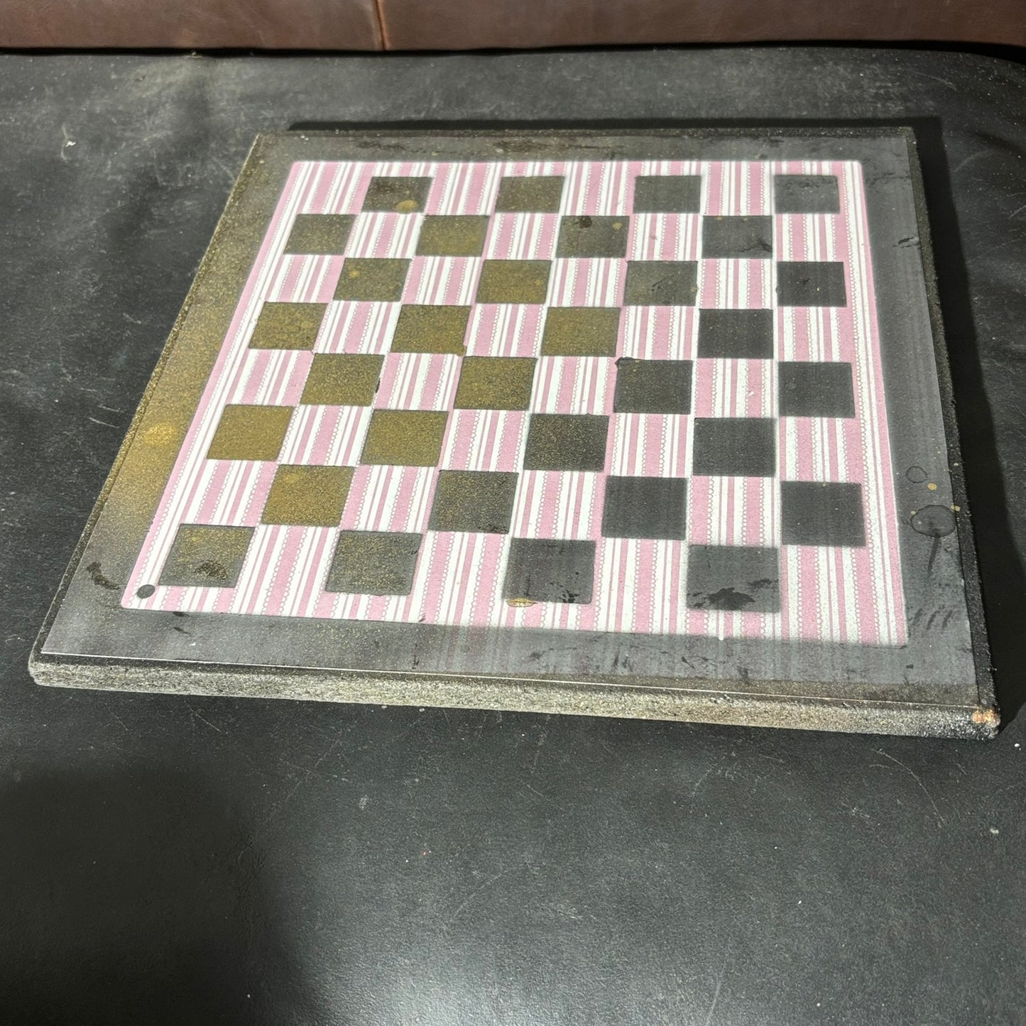 Pink Lined Gold - Scrapbook Chess Board