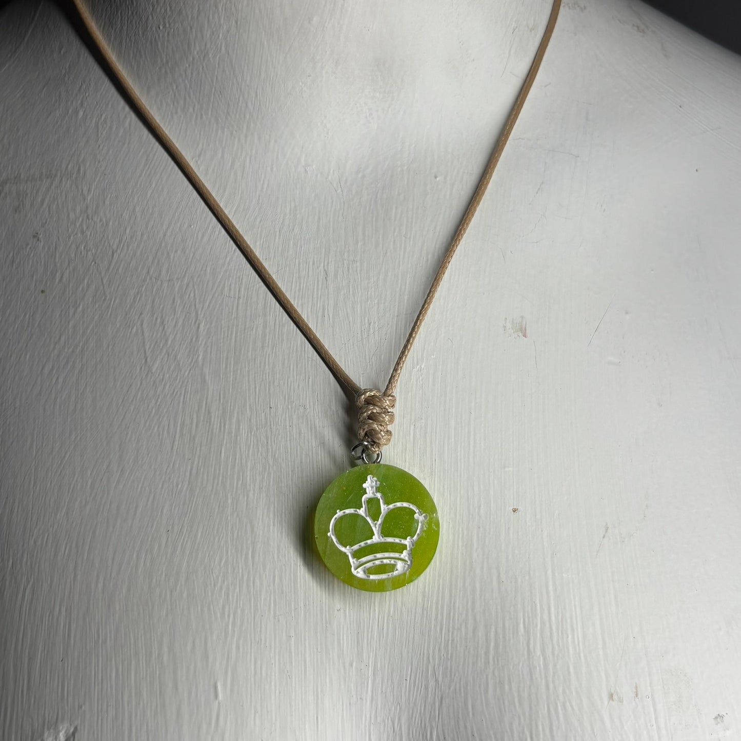 Lime Green King - Handmade Resin Chess Necklace