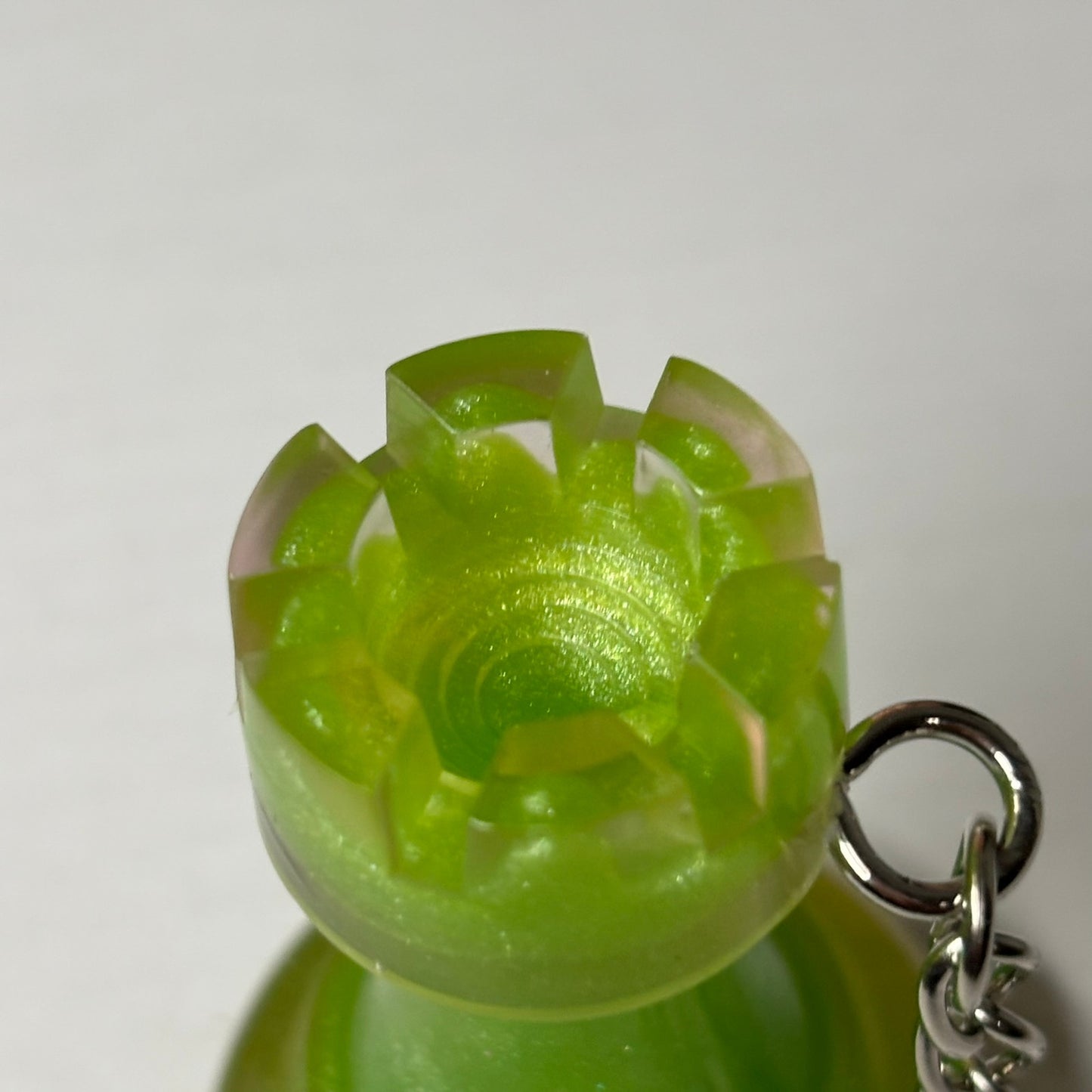 Lime Green Rook - Handmade Resin Keychain - Large Edition
