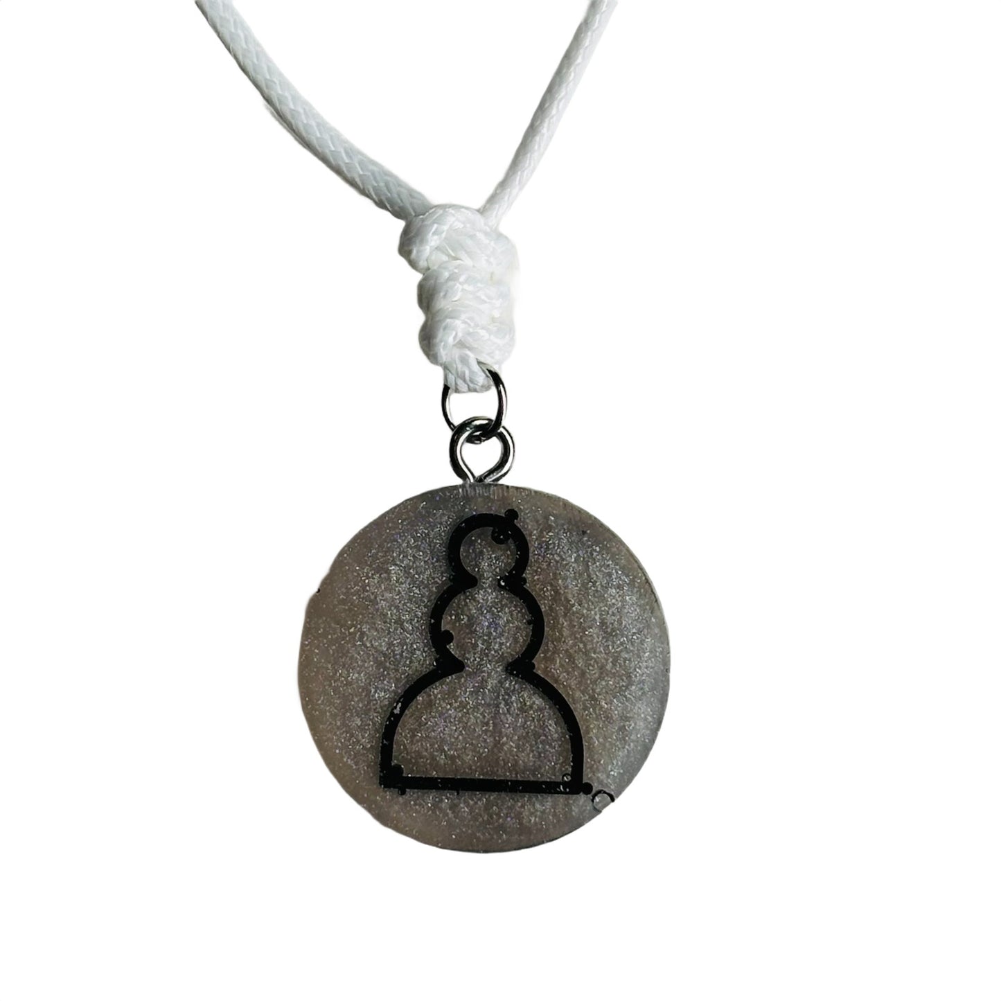 Silver Pawn - Handmade Resin Chess Necklace