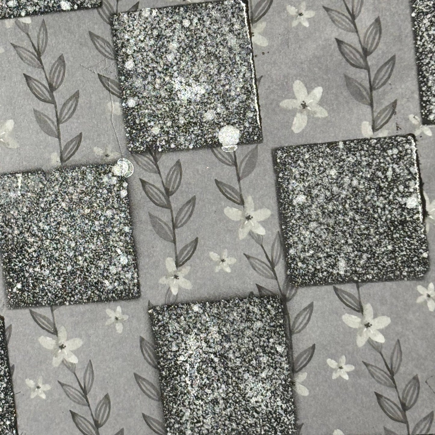 Gray Plant Pattern - Scrapbook Chess Board