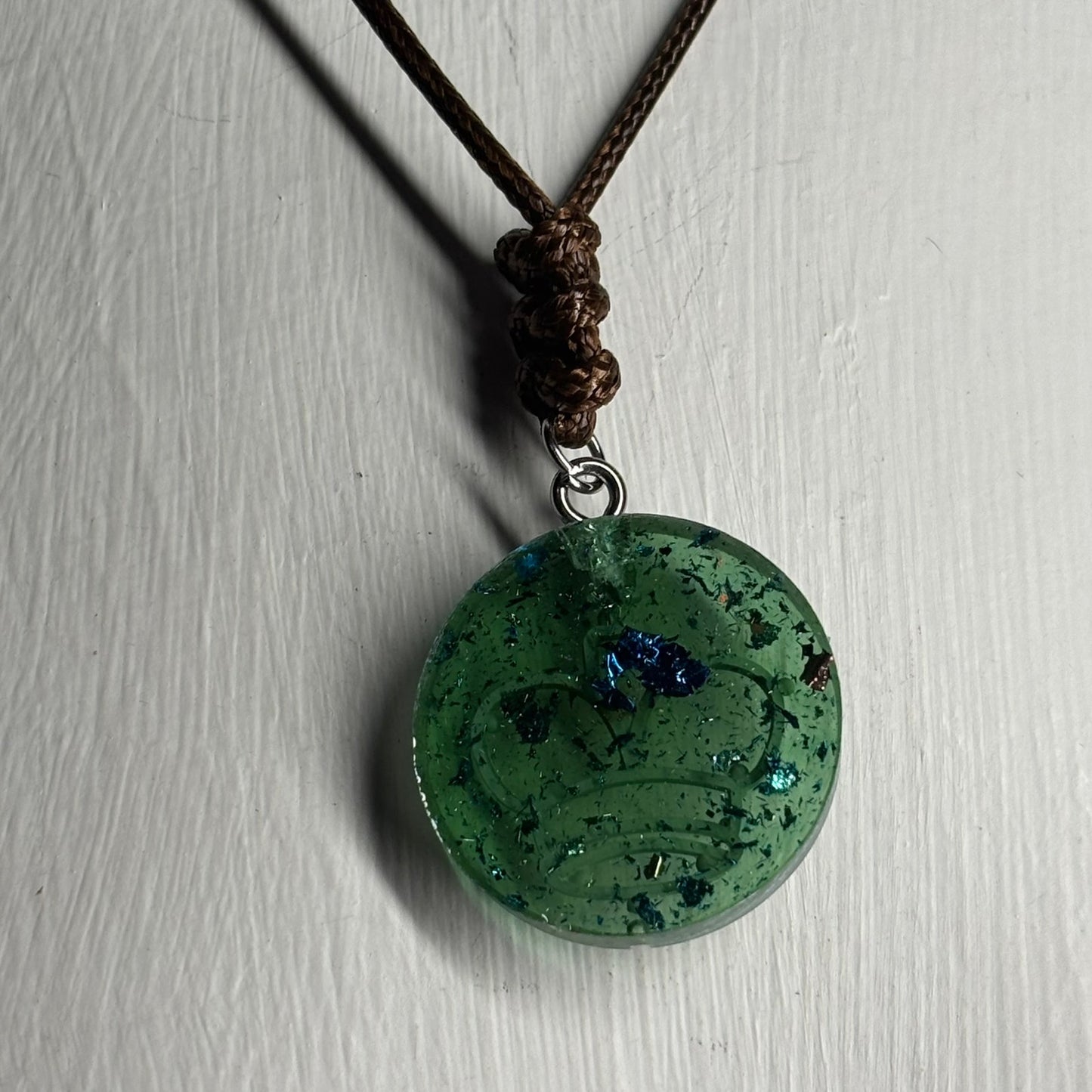 Green Crystal King - Handmade Resin Chess Necklace