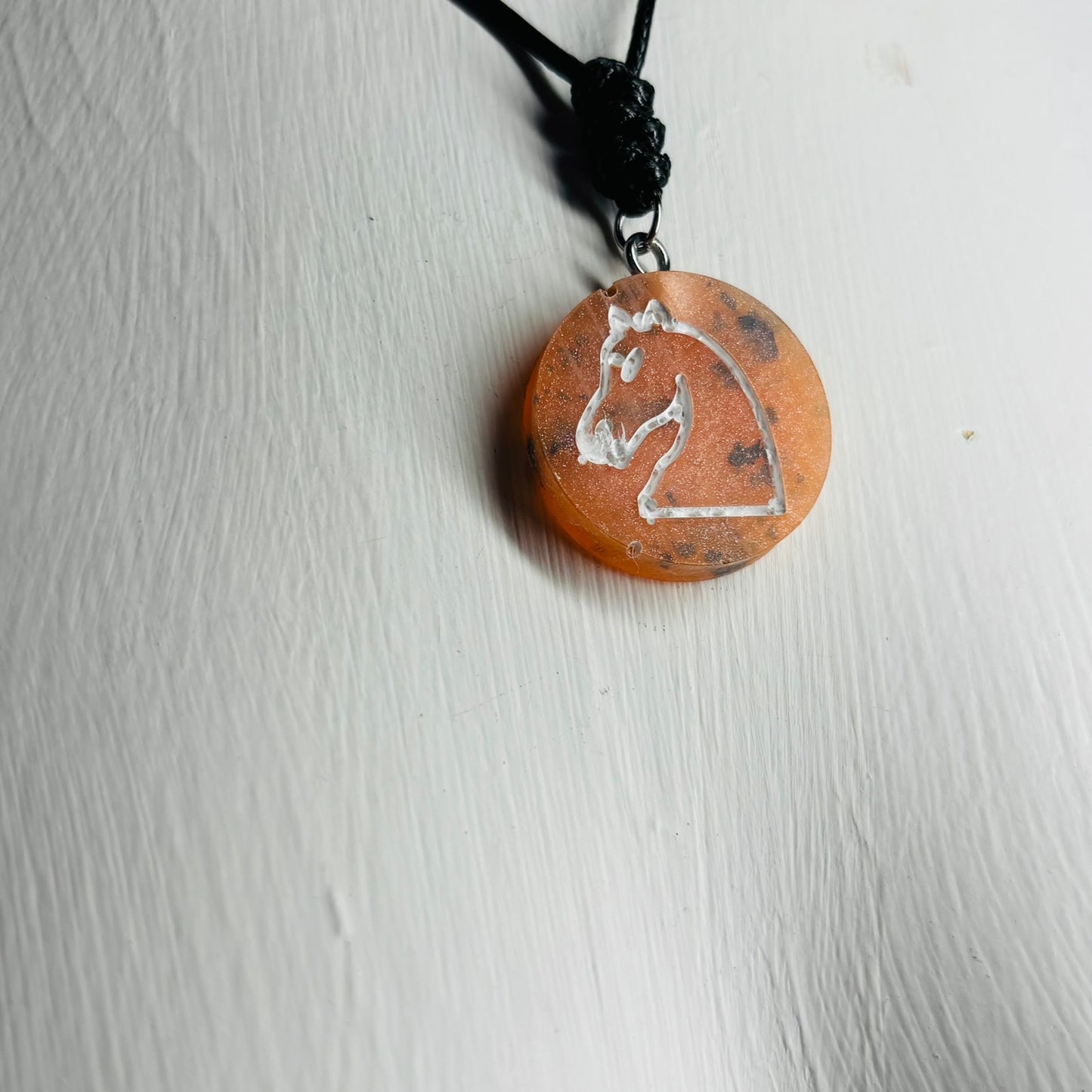 Orange Tiger Knight - Handmade Resin Chess Necklace