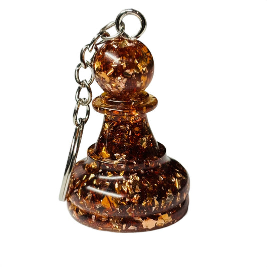 Amber Crystal Pawn - Handmade Resin Keychain - Large Edition