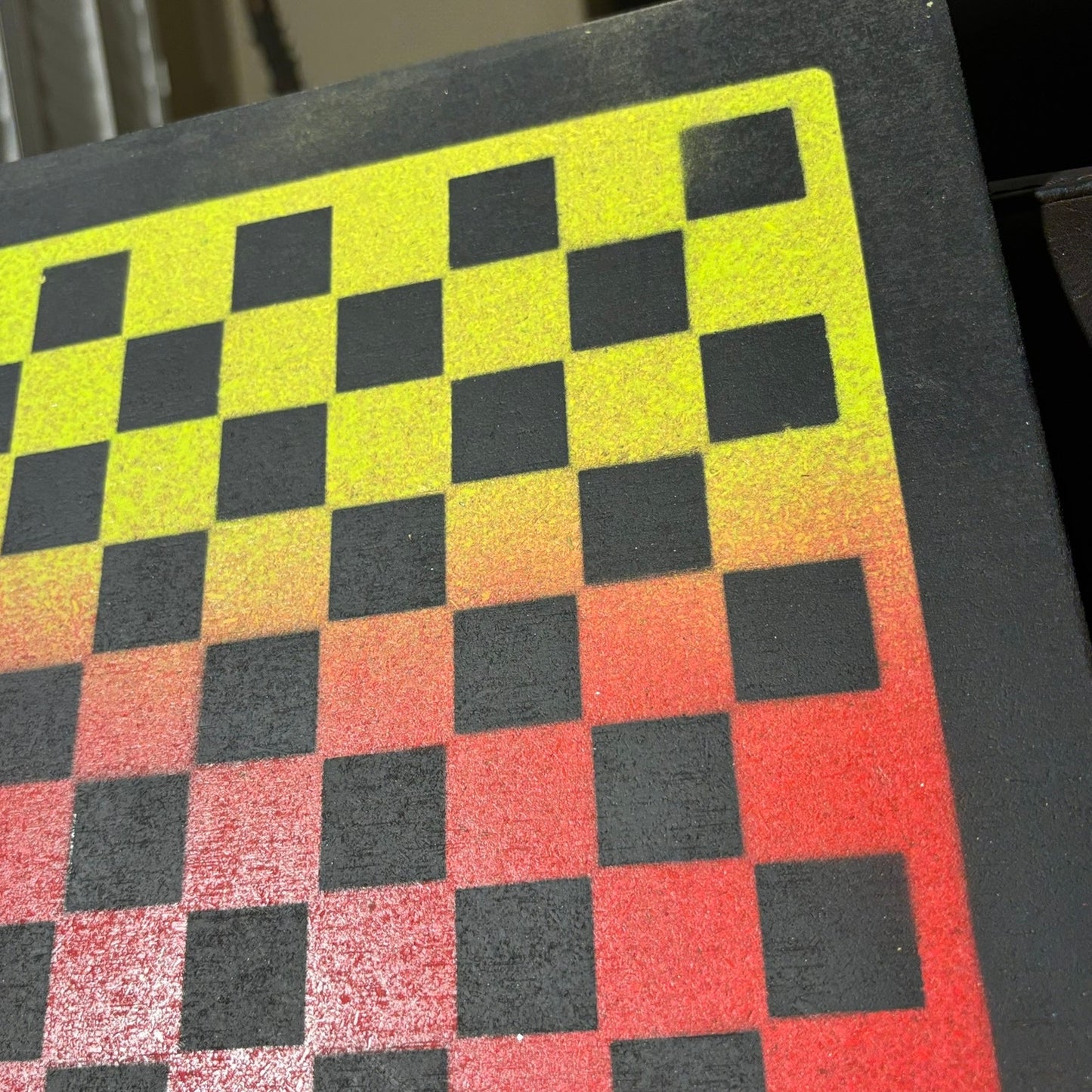 Red/Green & Black - Painted Chess Board