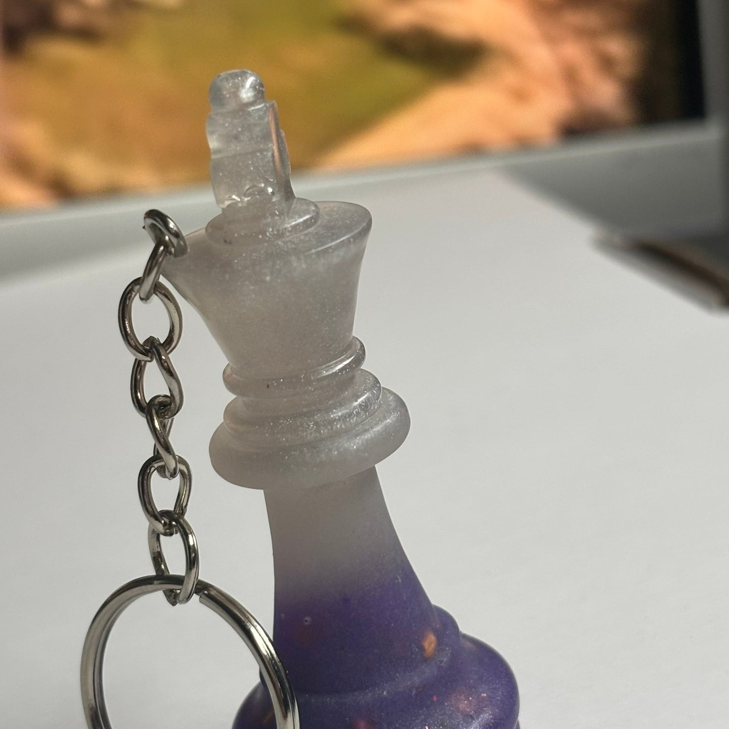 Purple White King - Handmade Resin Keychain