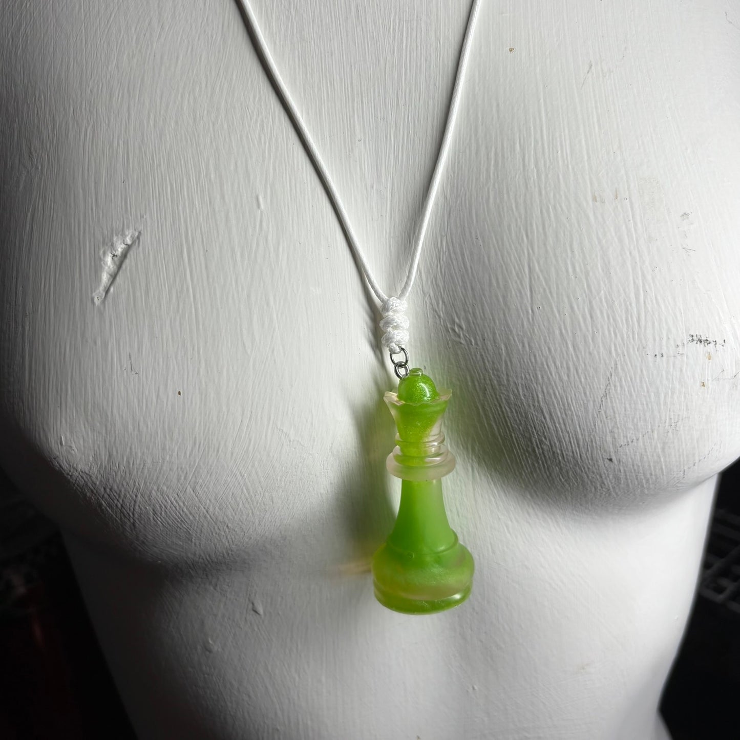 Lemon Green Queen - Handmade Resin Chess Necklace