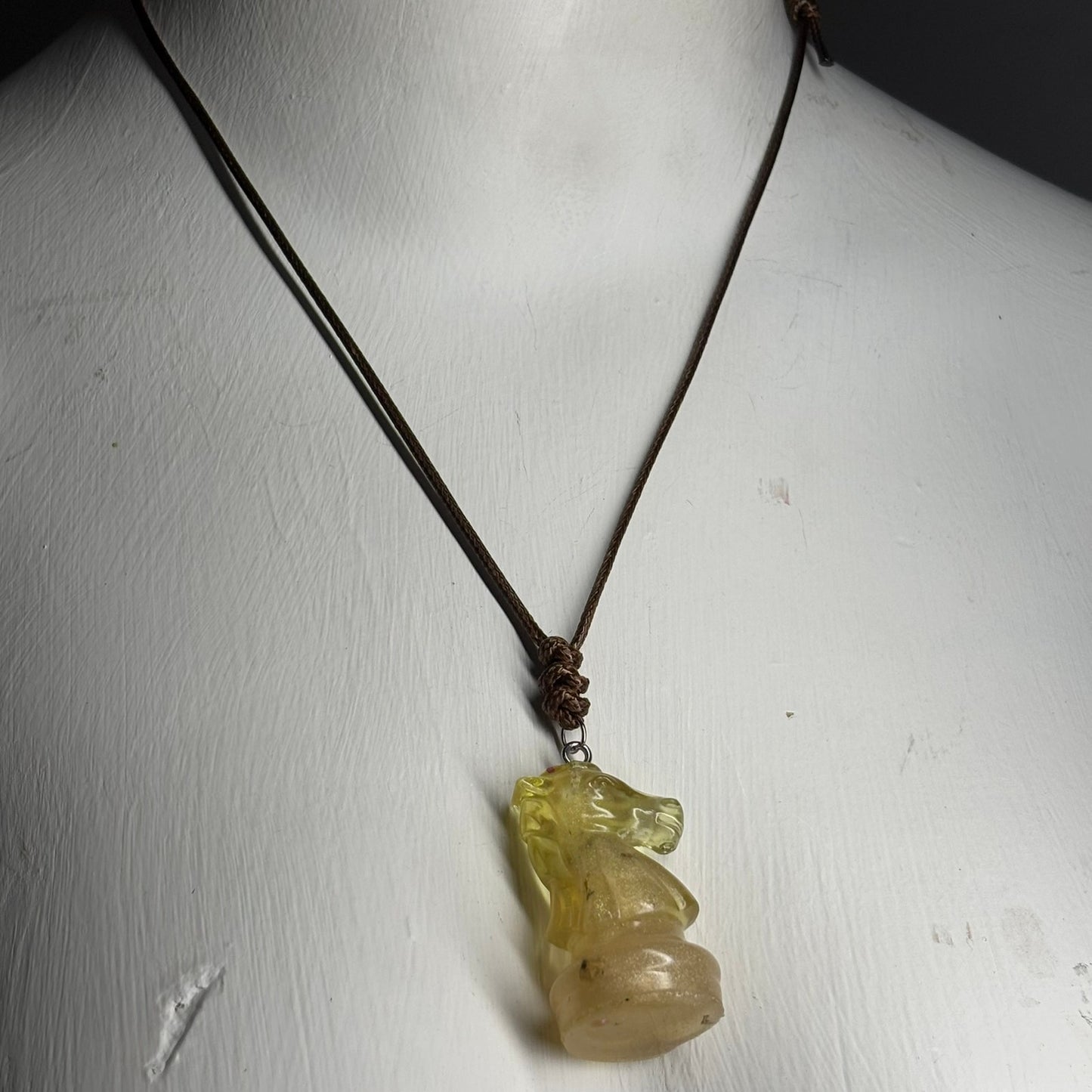 Premium Yellow Knight - Handmade Resin Chess Necklace
