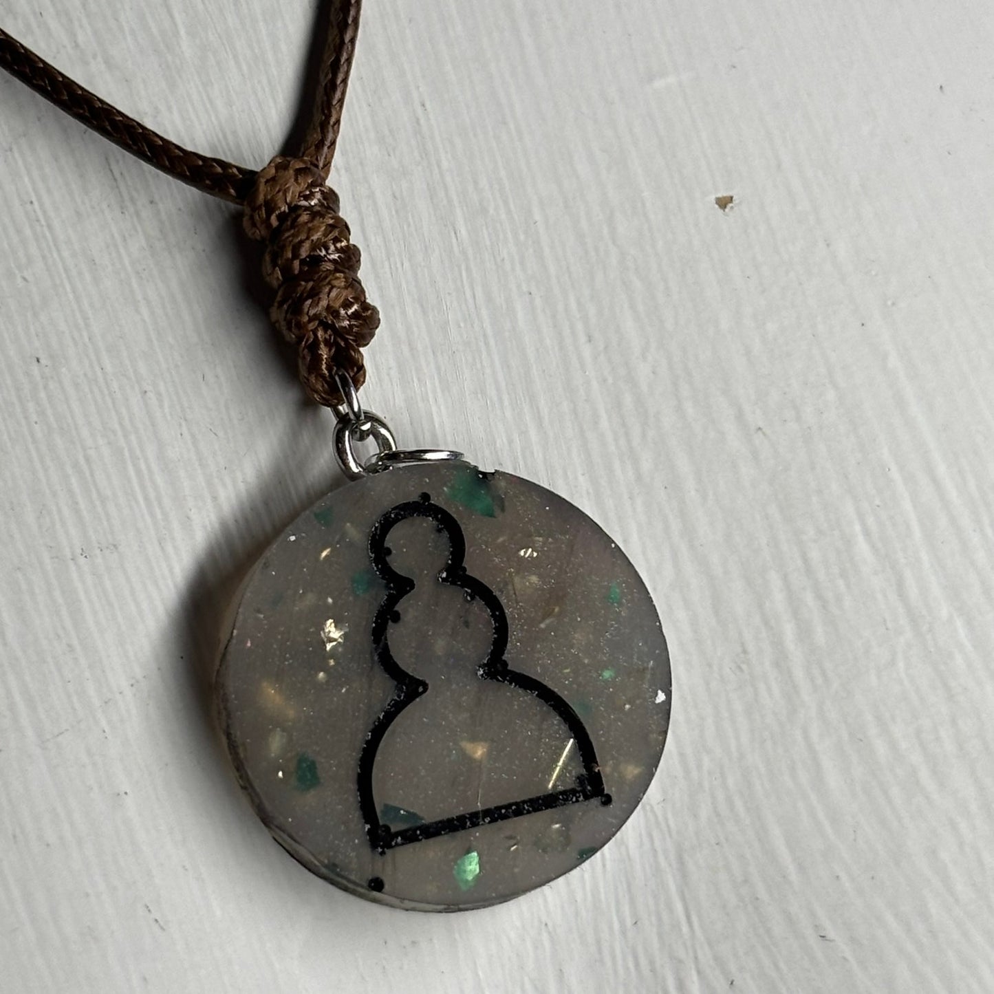 Classic Gray Pawn - Handmade Resin Chess Necklace