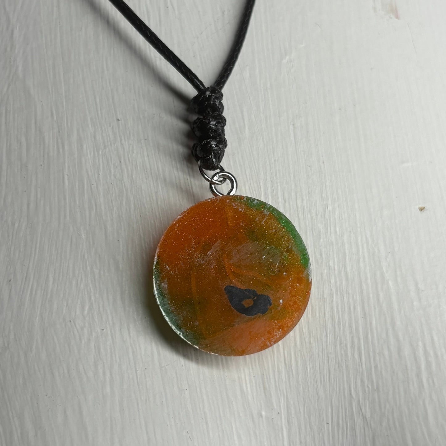 Orange Green Mesh Knight - Handmade Resin Chess Necklace