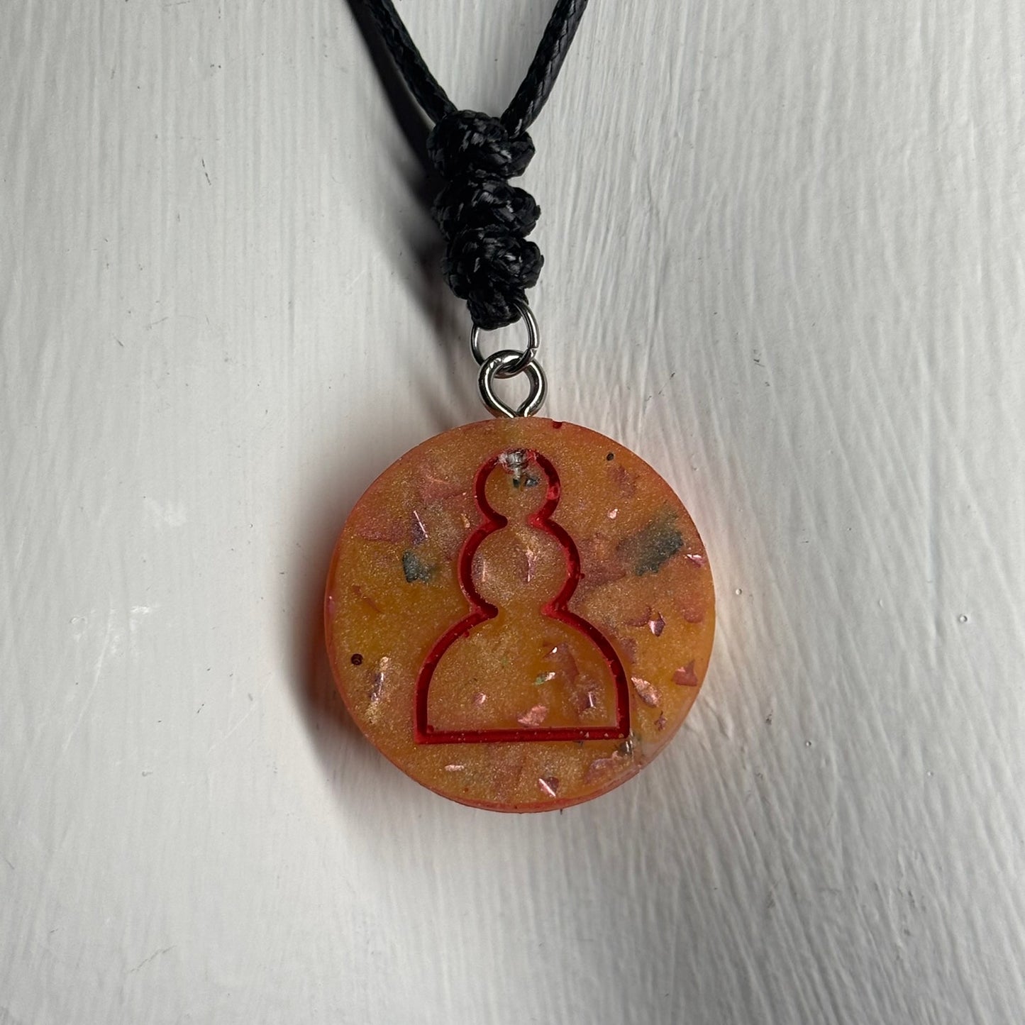 Orange Royal Pawn - Handmade Resin Chess Necklace