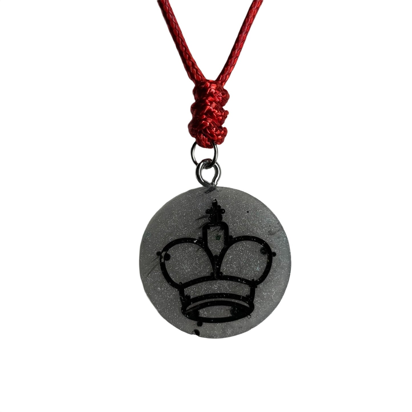 Gray/Red King - Handmade Resin Chess Necklace