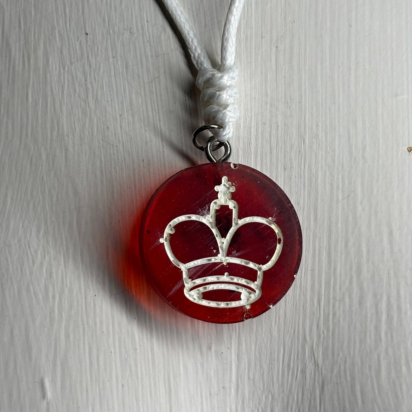 Translucent Red King - Handmade Resin Chess Necklace
