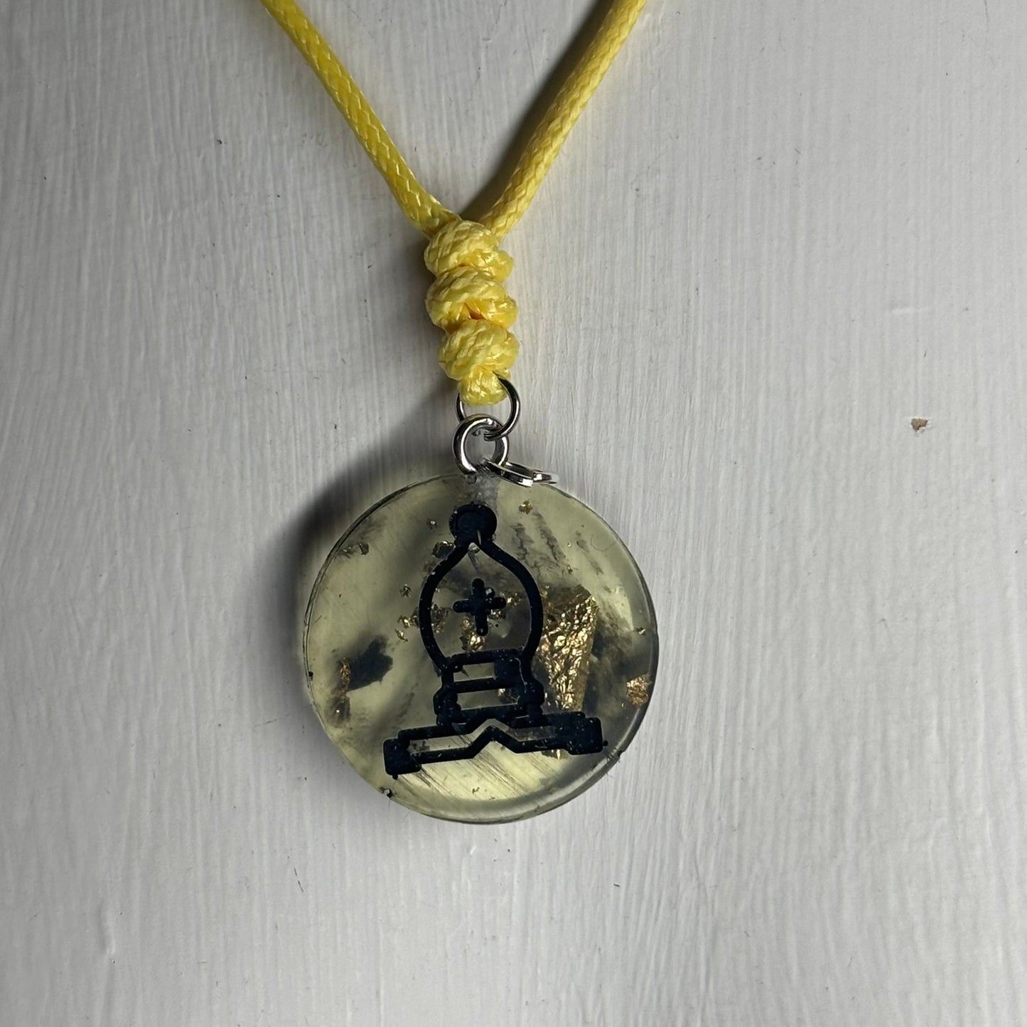 Light Yellow Bishop - Handmade Resin Chess Necklace