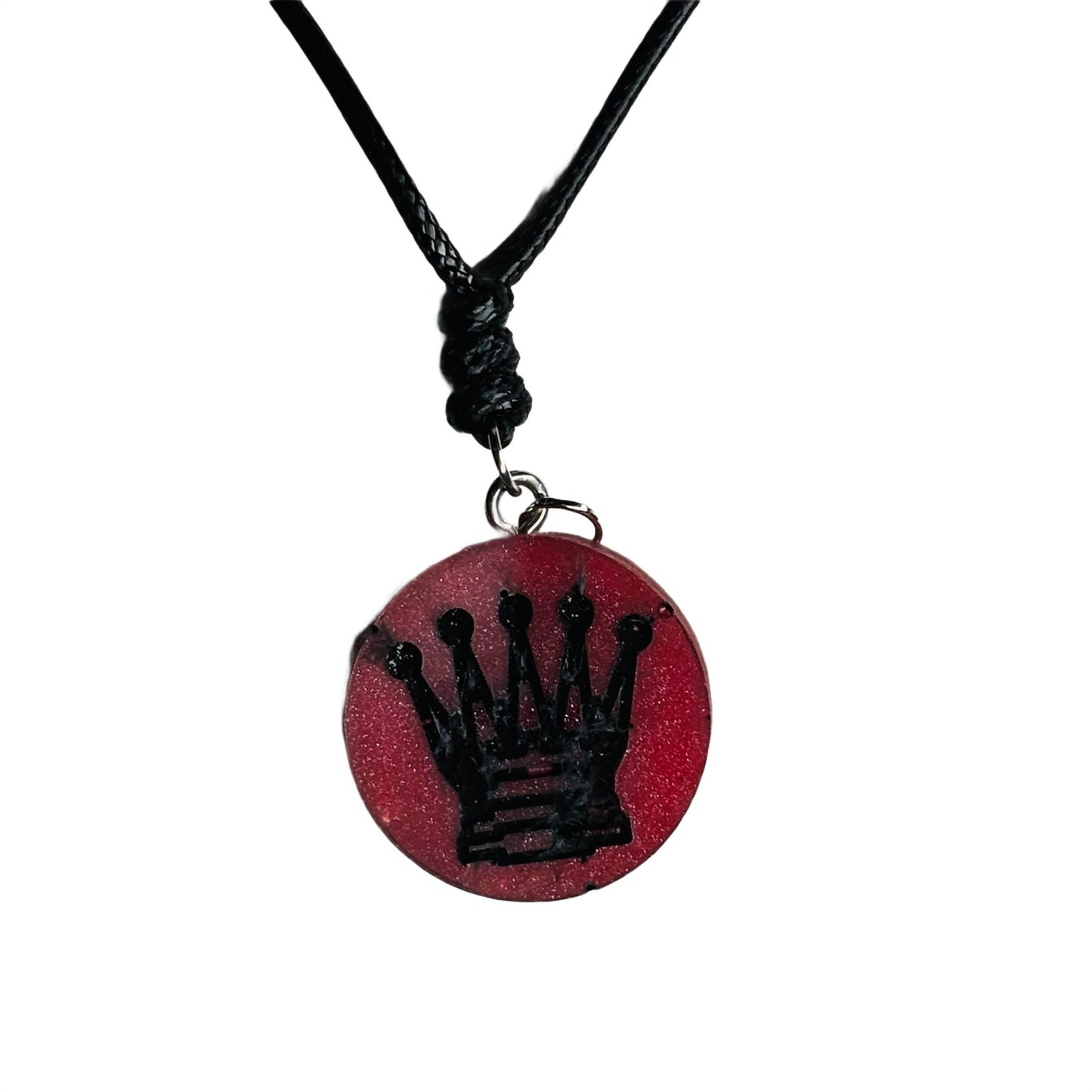 Dark Red Queen - Handmade Resin Chess Necklace