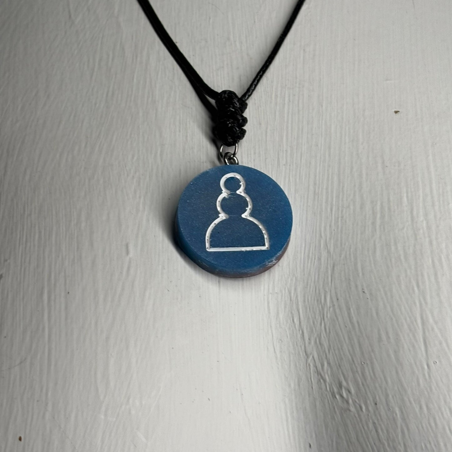 Simple Blue Pawn - Handmade Resin Chess Necklace - Flat Edition