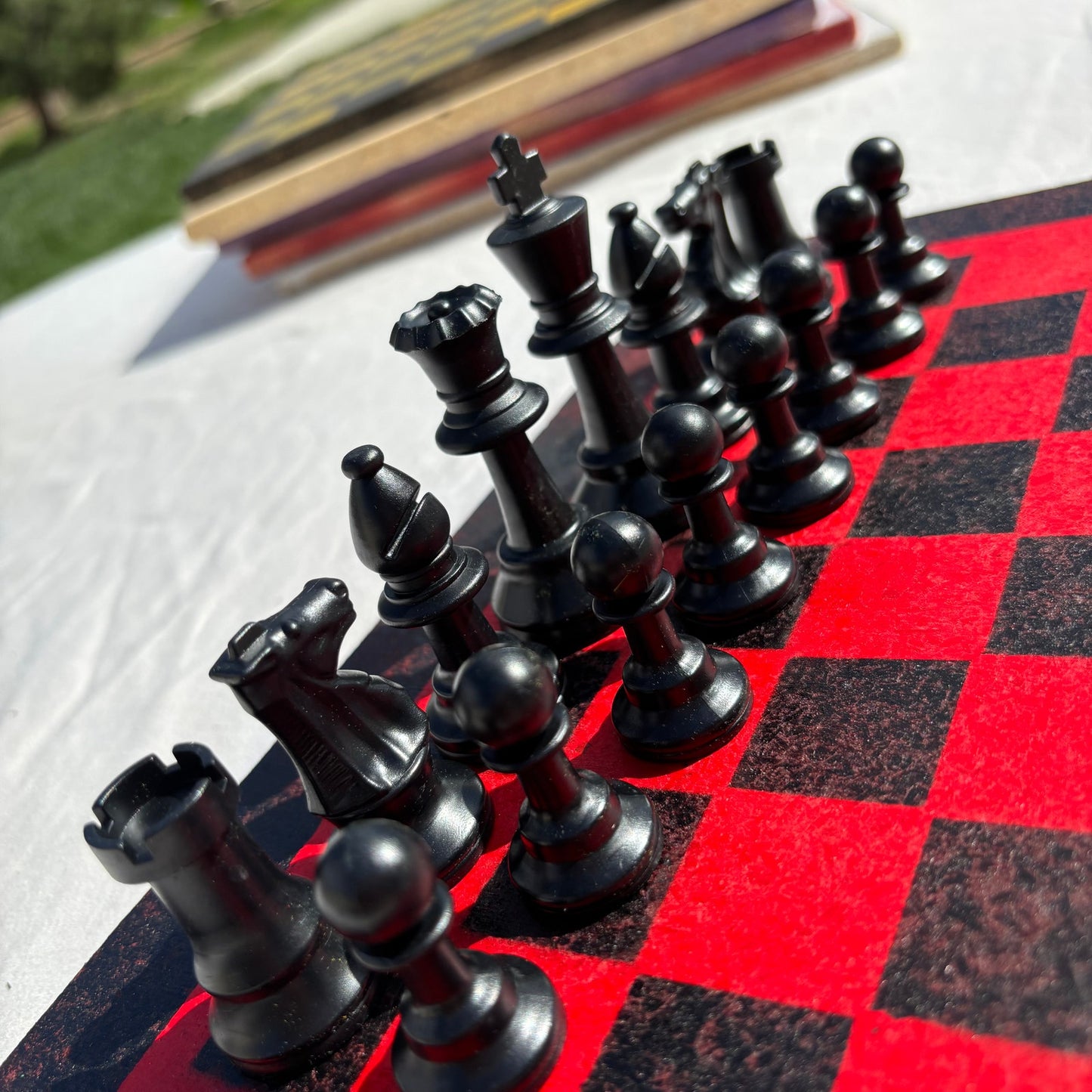 Red & Black - Painted Chess Set