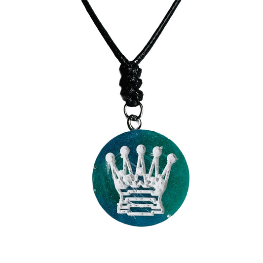 Mint Green Queen - Handmade Resin Chess Necklace