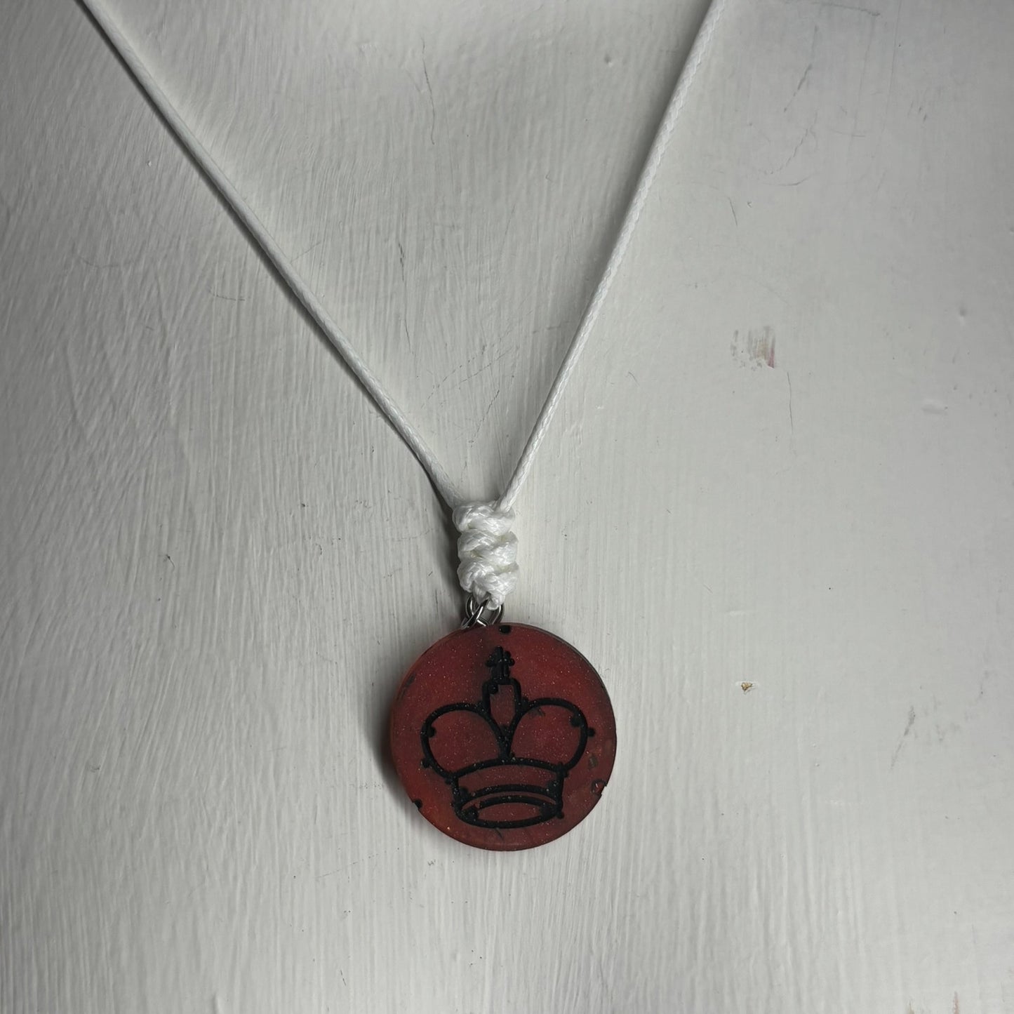 Clean Red King - Handmade Resin Chess Necklace