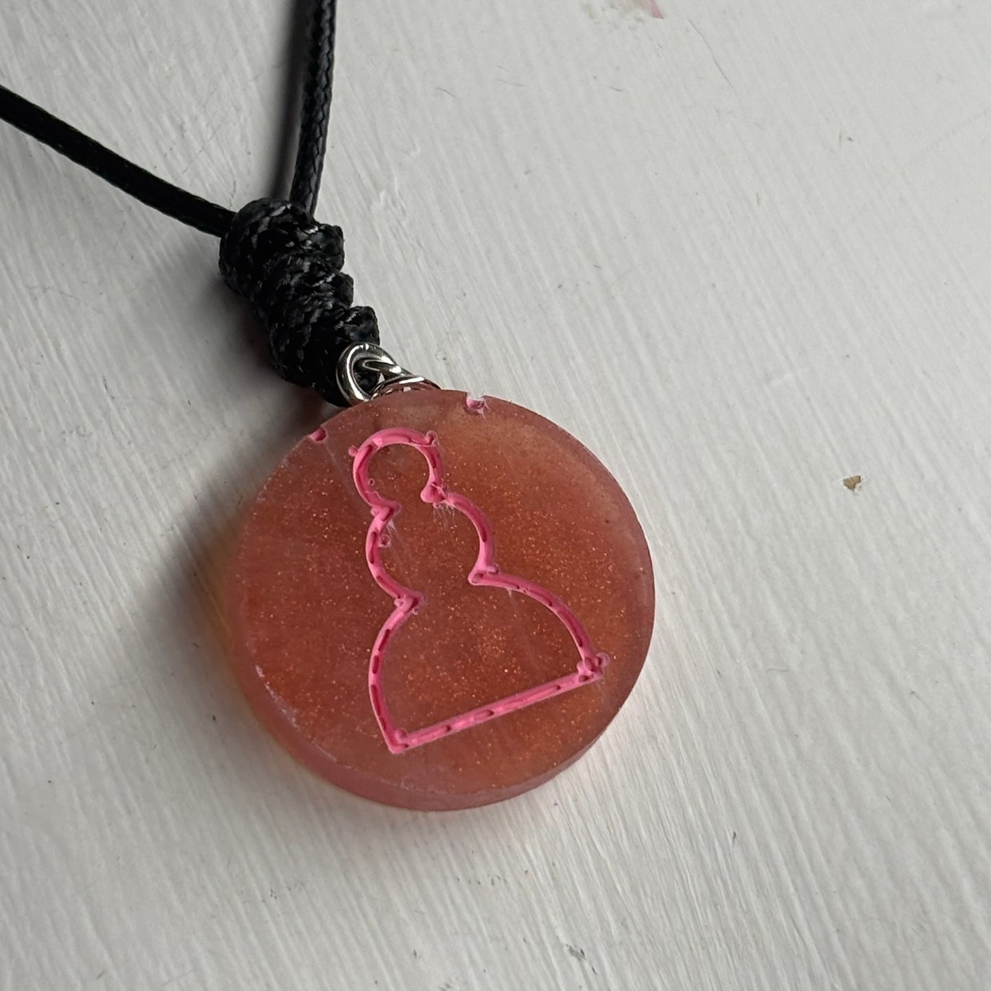 Vintage Pink Pawn - Handmade Resin Chess Necklace