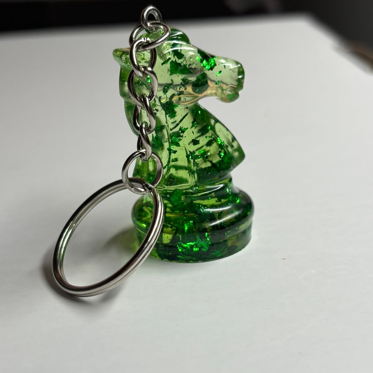 Emerald Green Knight - Handmade Resin Keychain