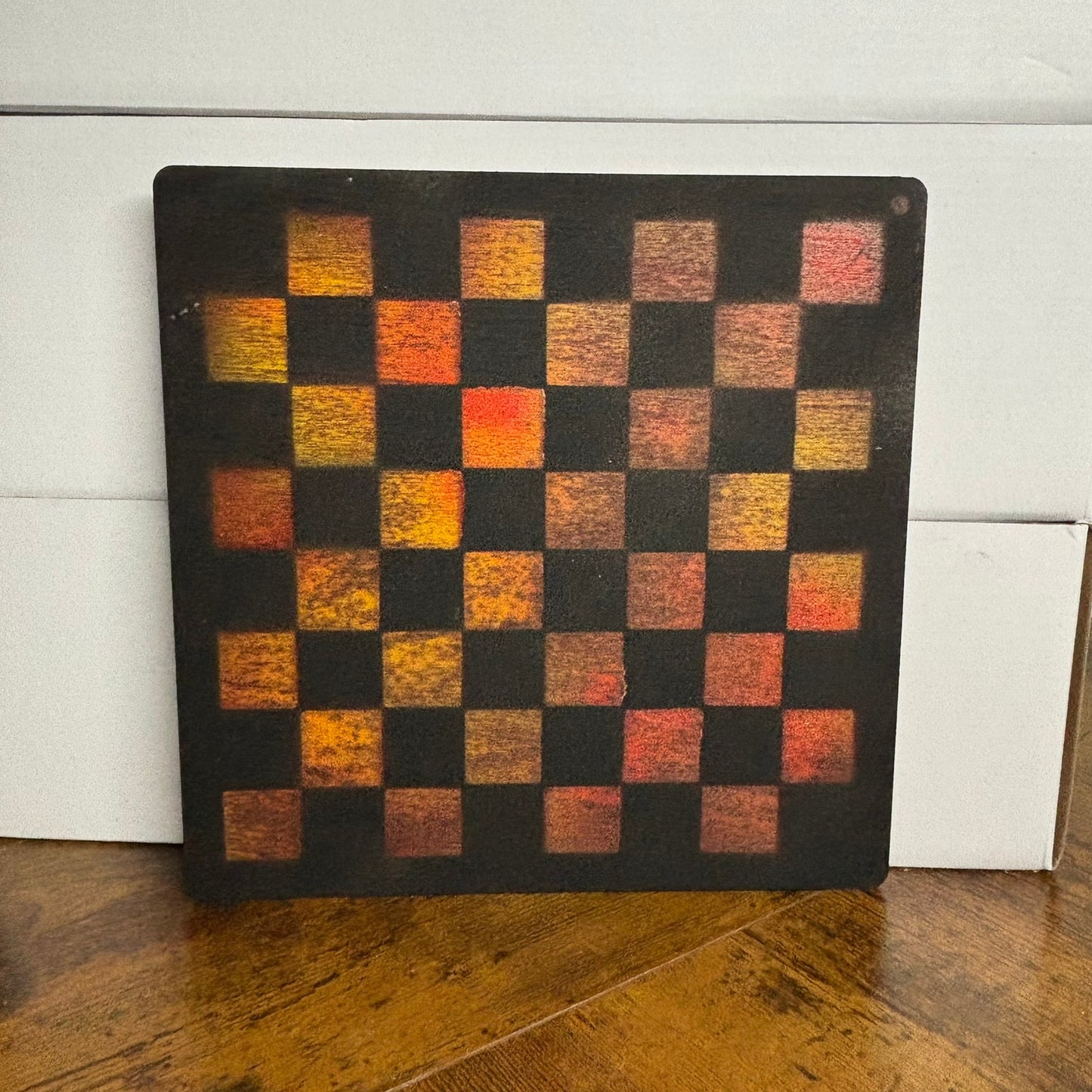 Ember Fire Black - Painted Thin Wooden Chess Board