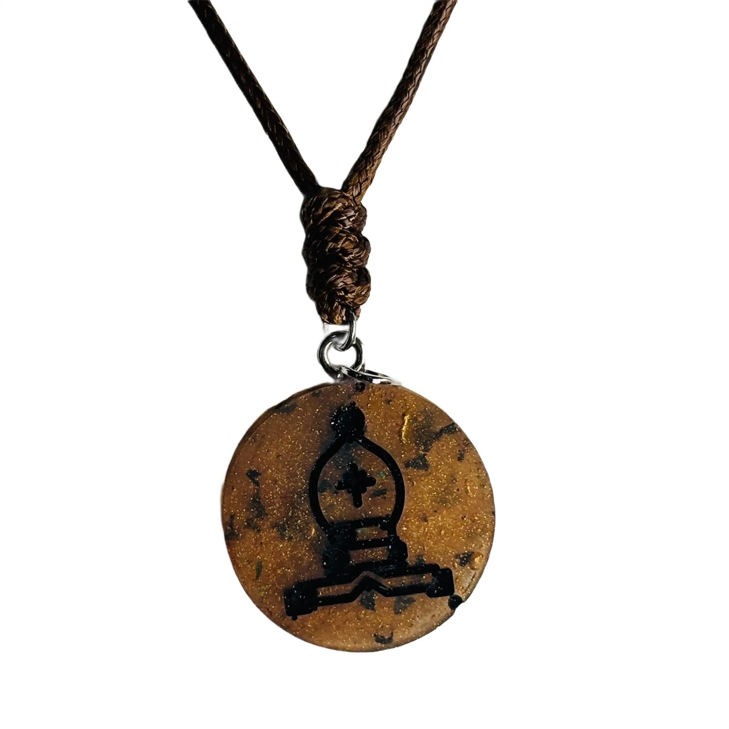 Luxury Brown Bishop - Handmade Resin Chess Necklace