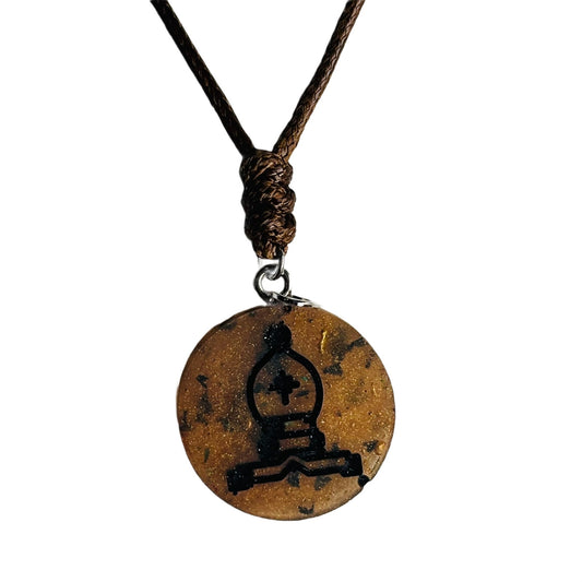 Luxury Brown Bishop - Handmade Resin Chess Necklace