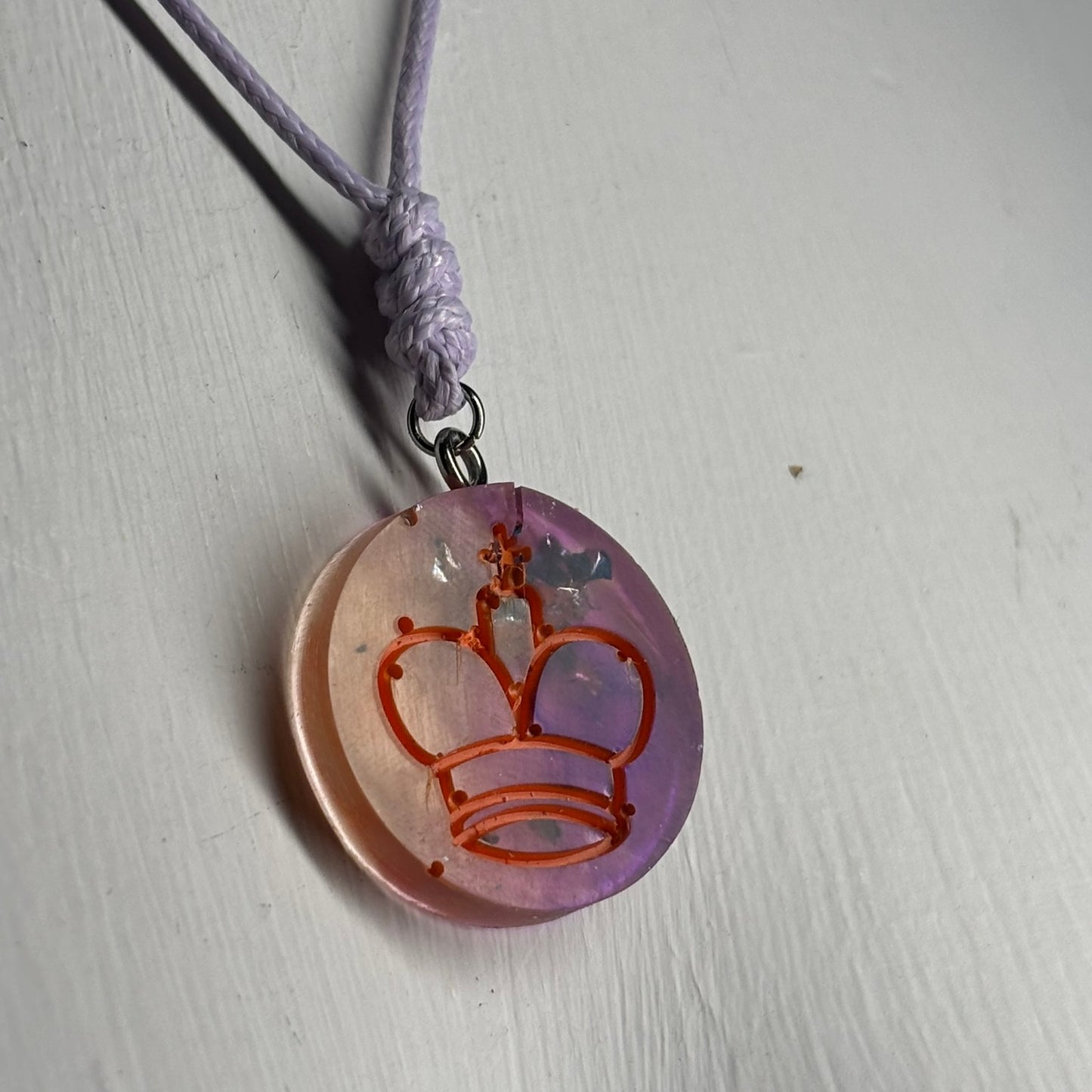 Purple Cosmic King - Handmade Resin Chess Necklace