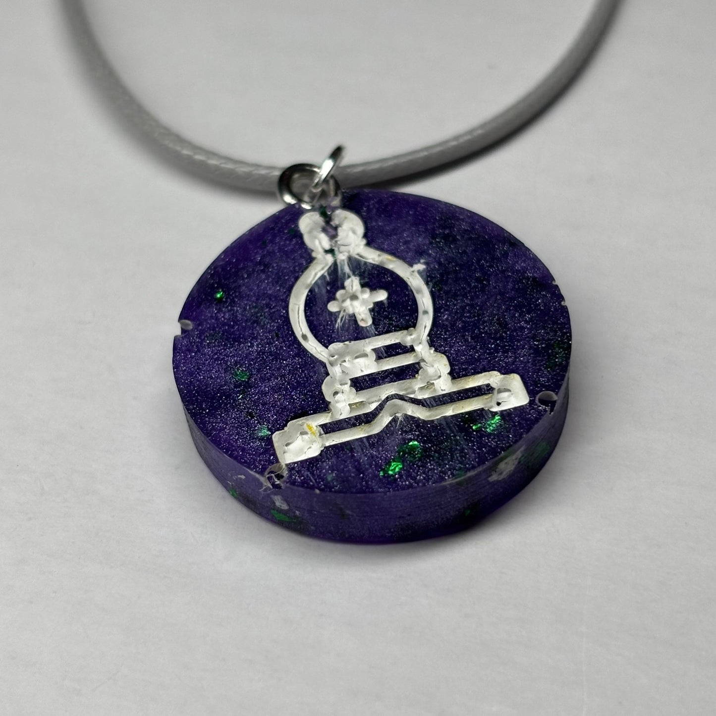 Dark Purple Bishop - Handmade Resin Chess Necklace
