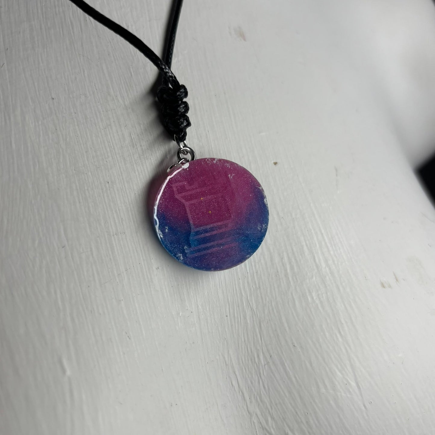 Blue & Pink Mixed Rook - Handmade Resin Chess Necklace