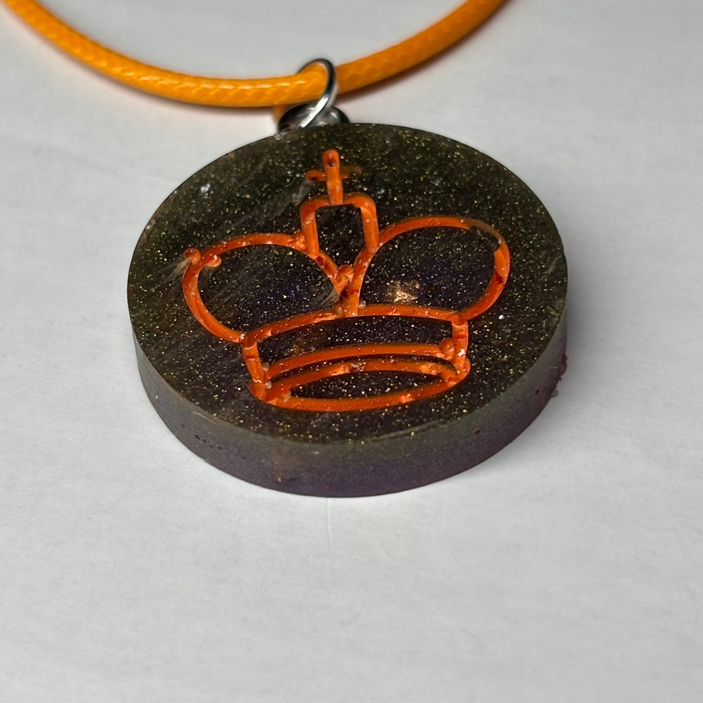 Vintage Orange King - Handmade Resin Chess Necklace