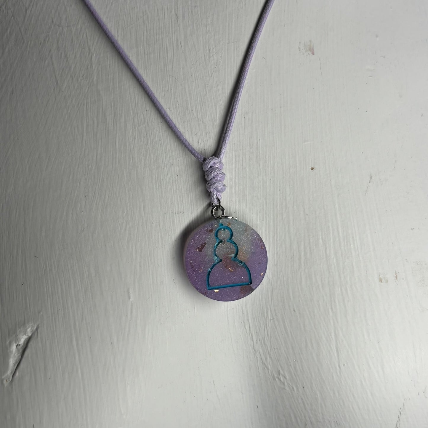 Purple Frost Pawn - Handmade Resin Chess Necklace