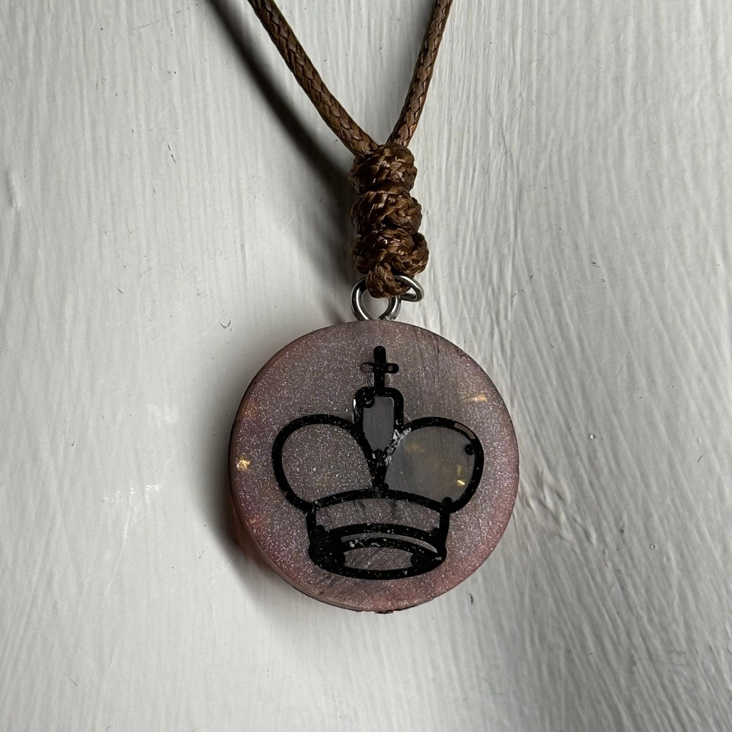 Brown Classic King - Handmade Resin Chess Necklace