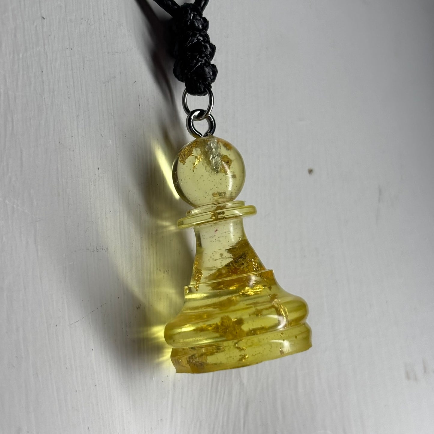 Yellow Crystal Pawn - Handmade Resin Chess Necklace