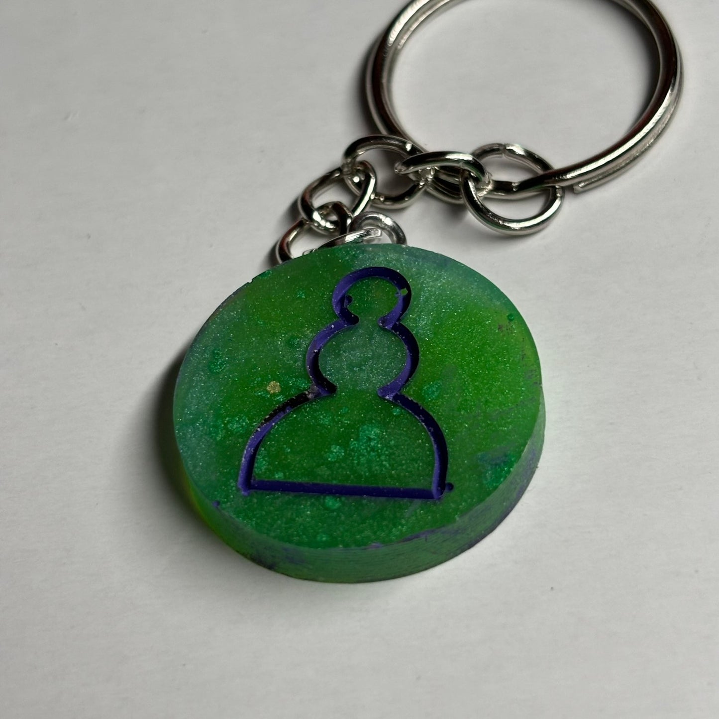Purple Green Pawn - Handmade Resin Keychain