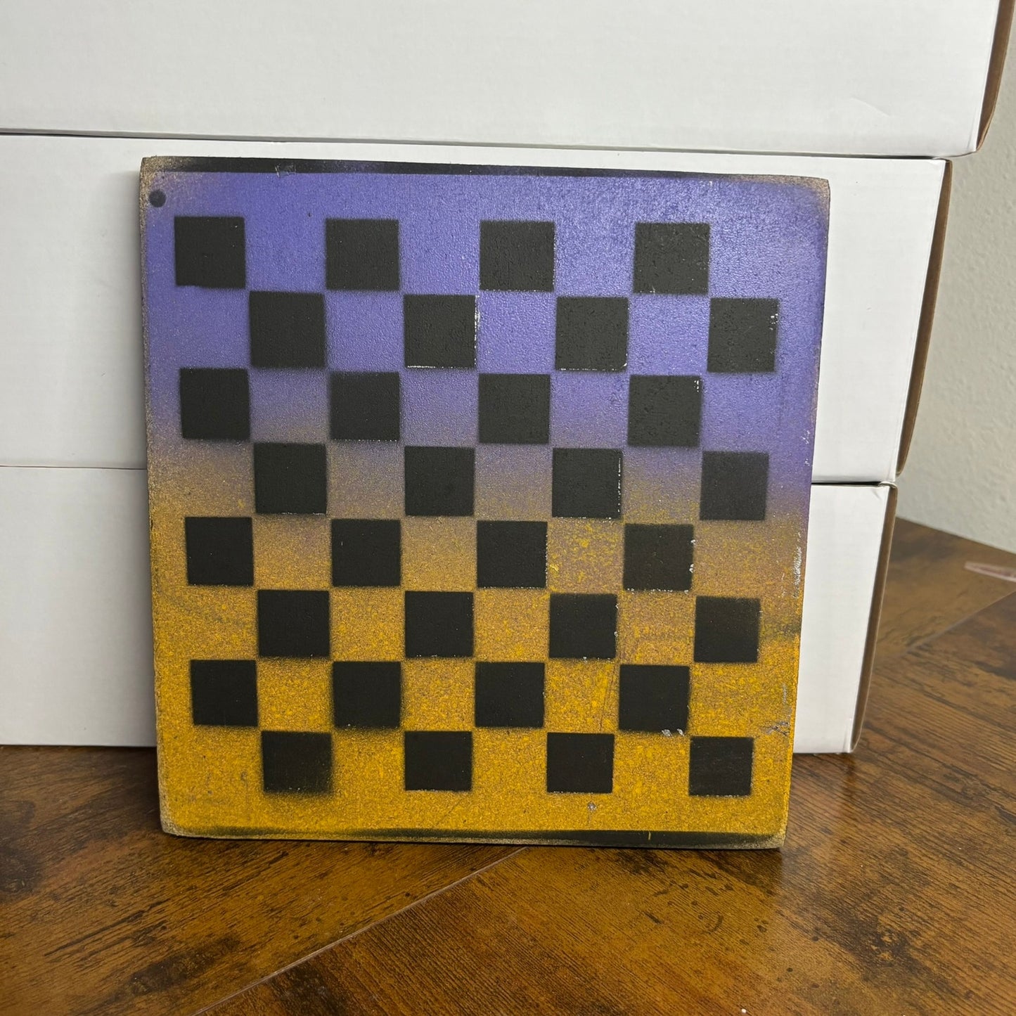 Purple Yellow - Painted Double Sided Chess Board