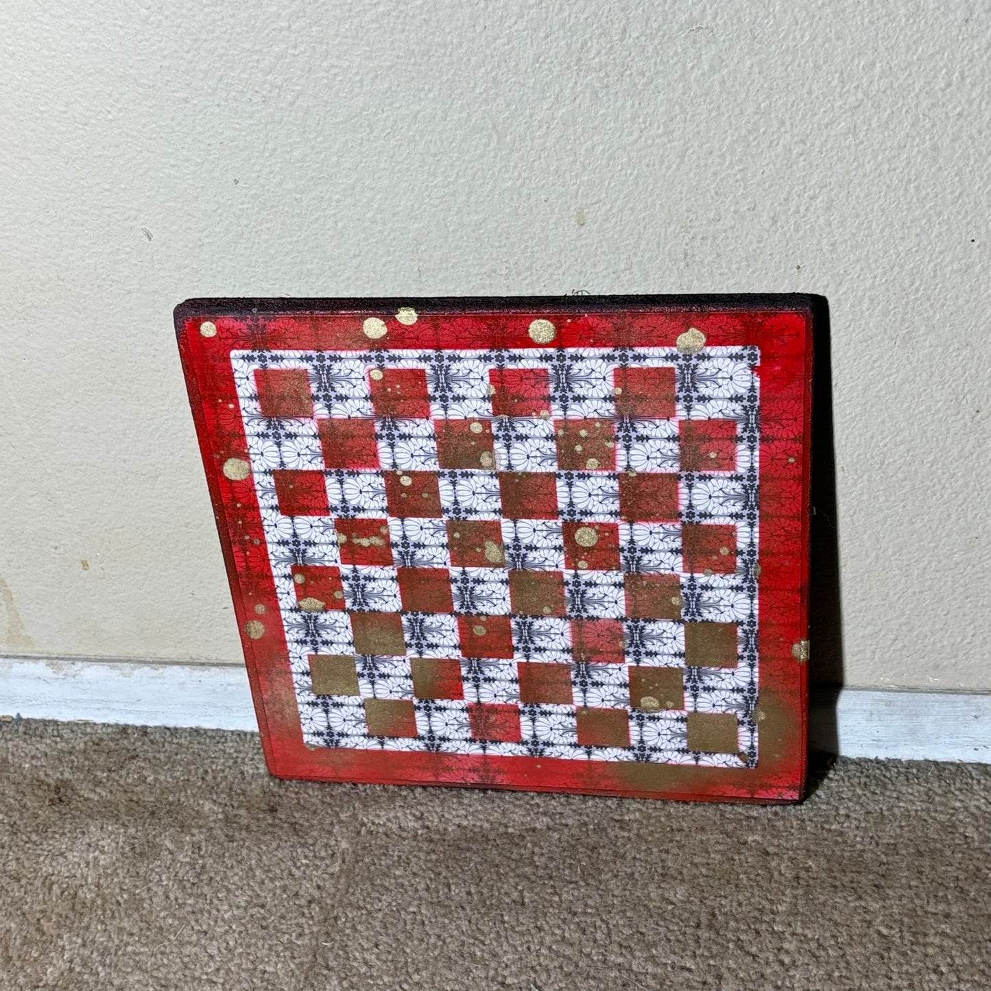 Vintage Red Drip - Scrapbook Chess Board
