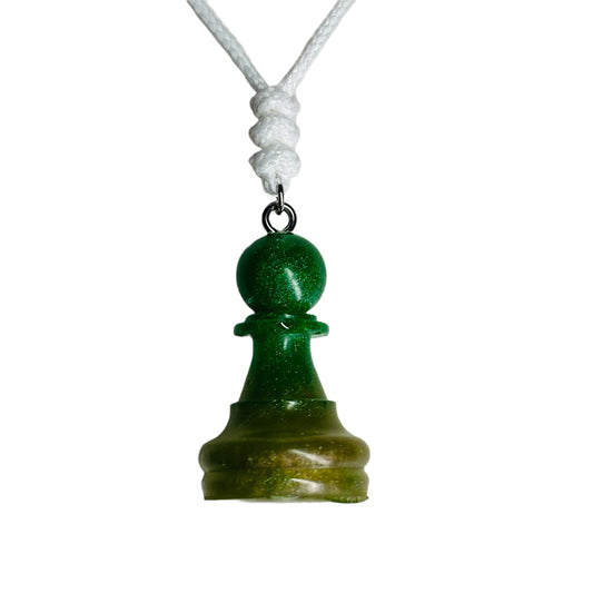 Simple Green Pawn - Handmade Resin Chess Necklace