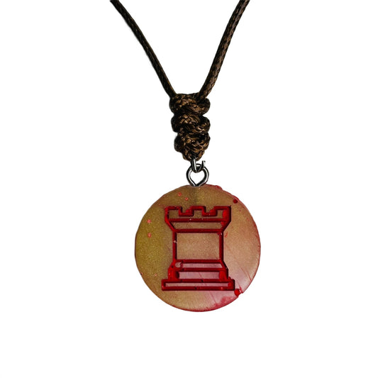Vintage Rook - Handmade Resin Chess Necklace