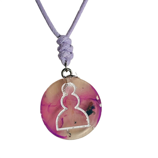 Cosmic Pink Pawn - Handmade Resin Chess Necklace