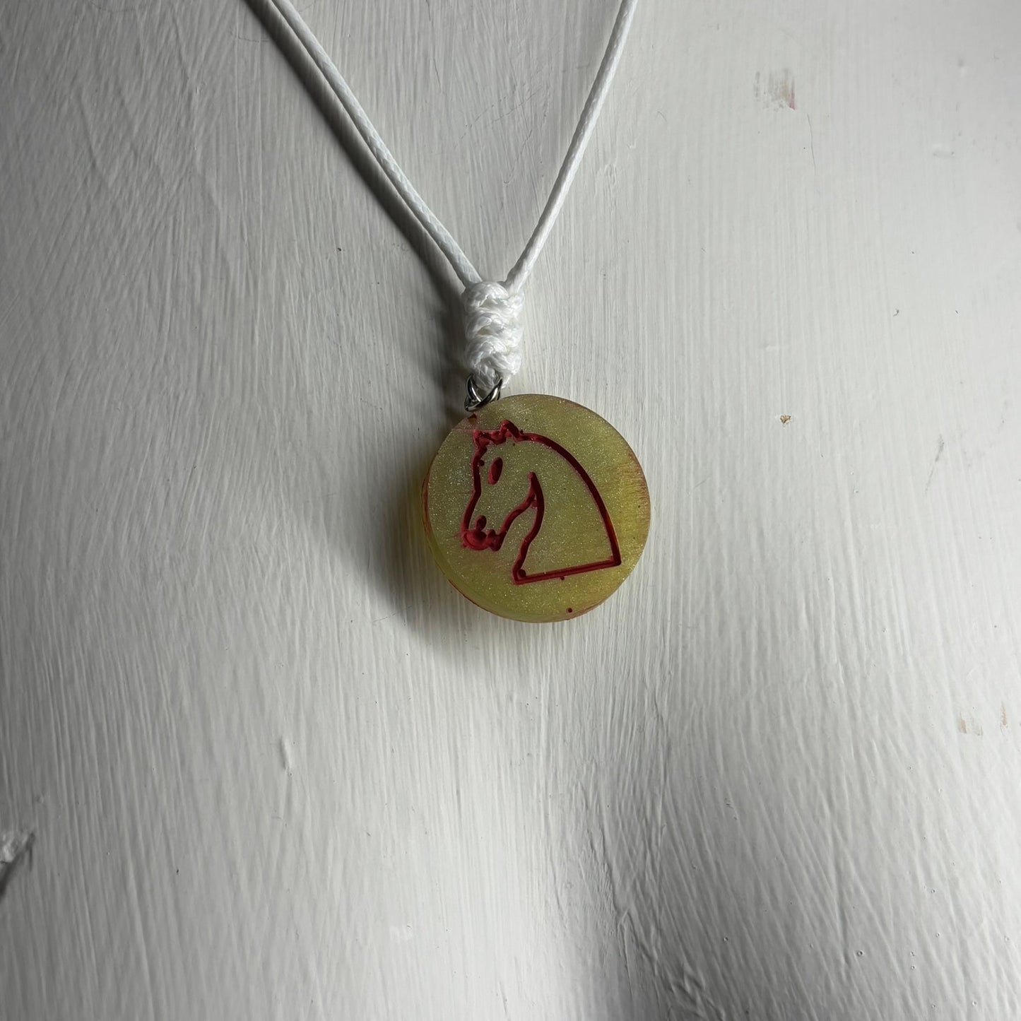 Green/Red Knight - Handmade Resin Chess Necklace