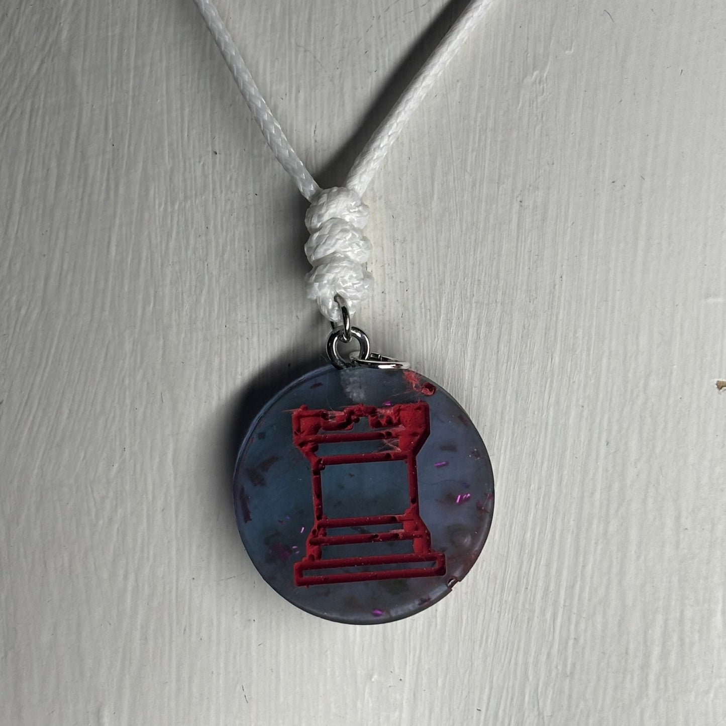 Purple Red Rook - Handmade Resin Chess Necklace