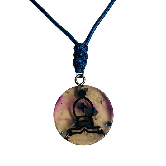 Cosmic Dark Bishop - Handmade Resin Chess Necklace