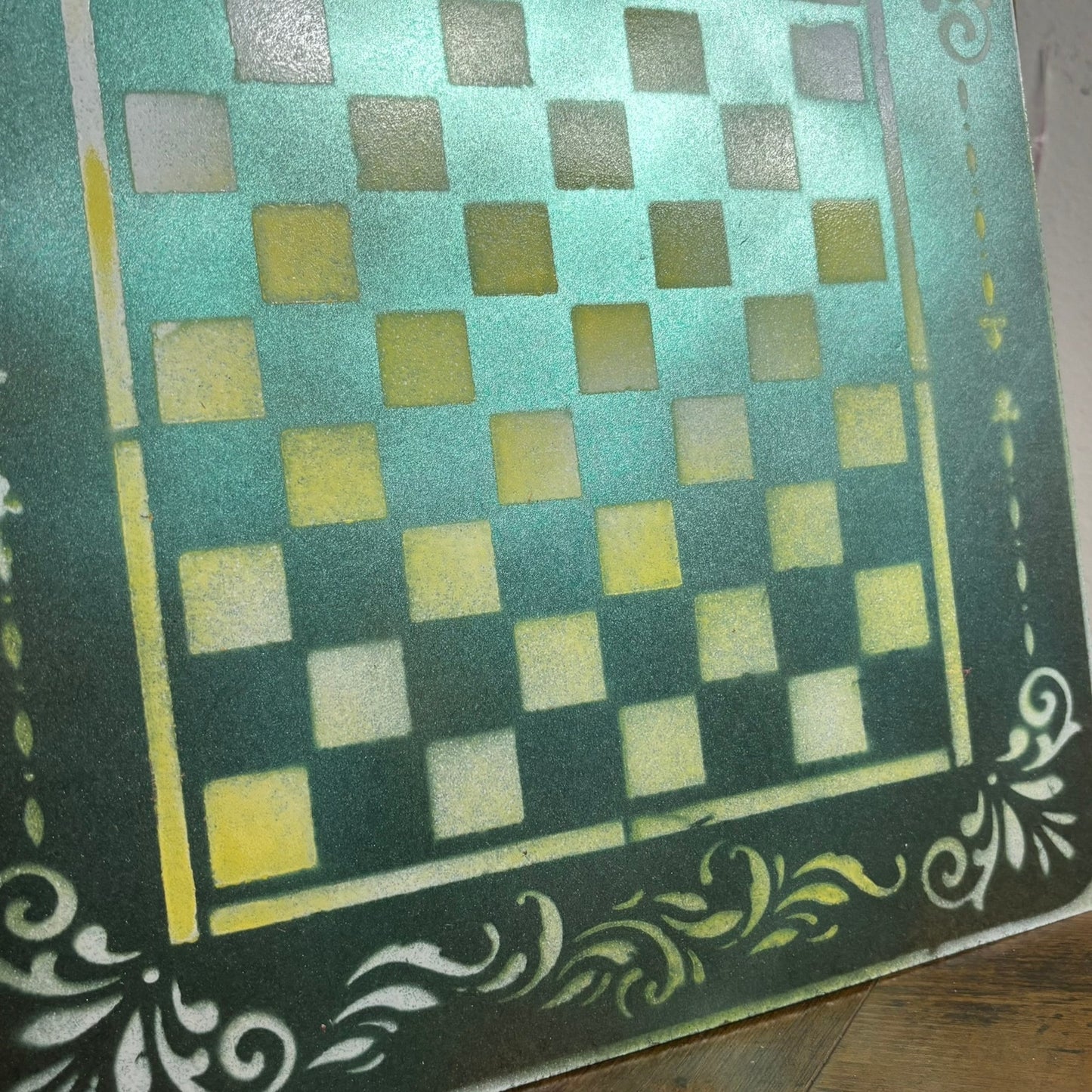 Metallic Green - Painted Chess Board