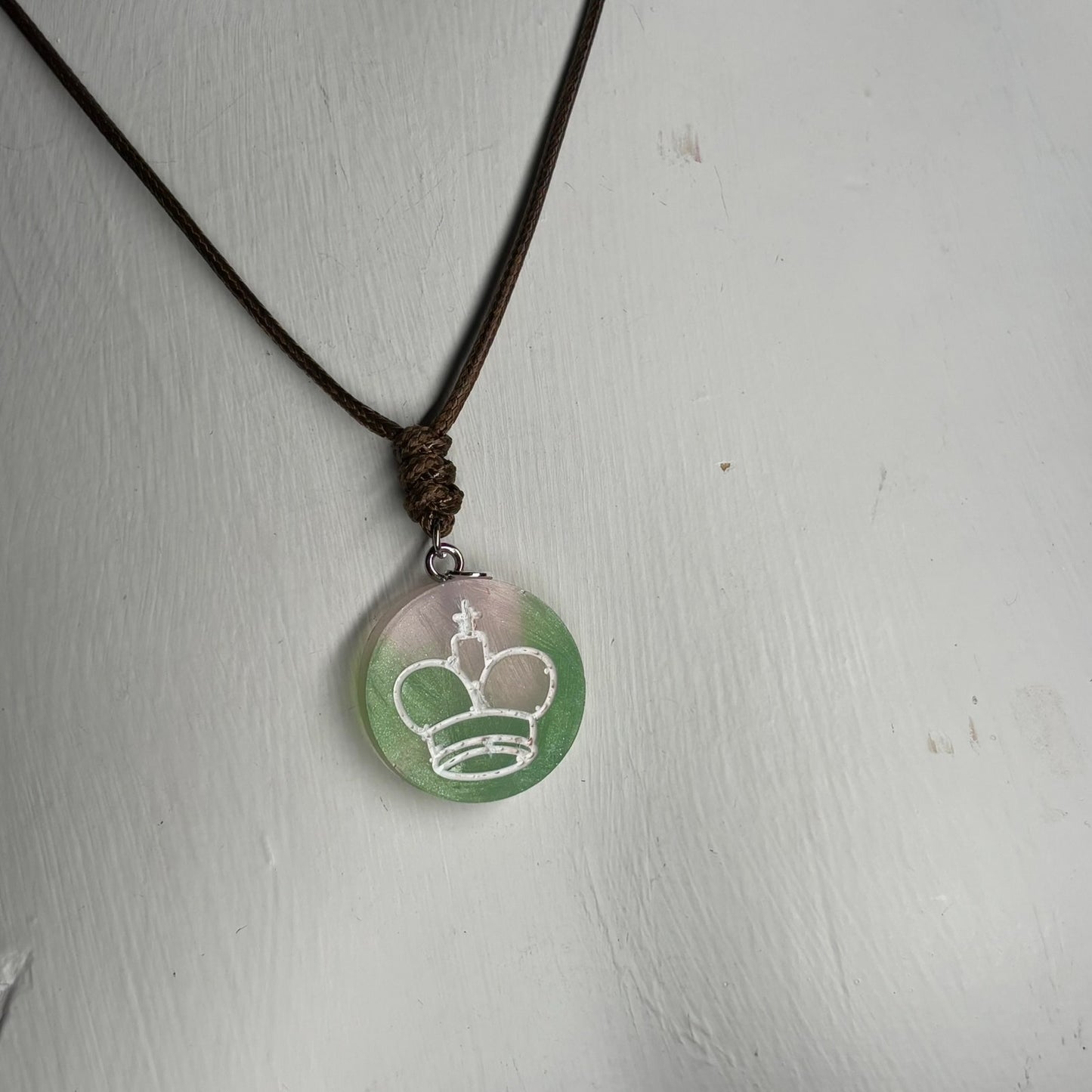Vintage Green King - Handmade Resin Chess Necklace