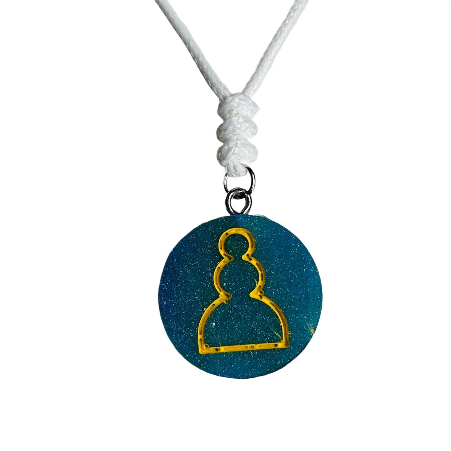 Blue/Green Pawn - Handmade Resin Chess Necklace