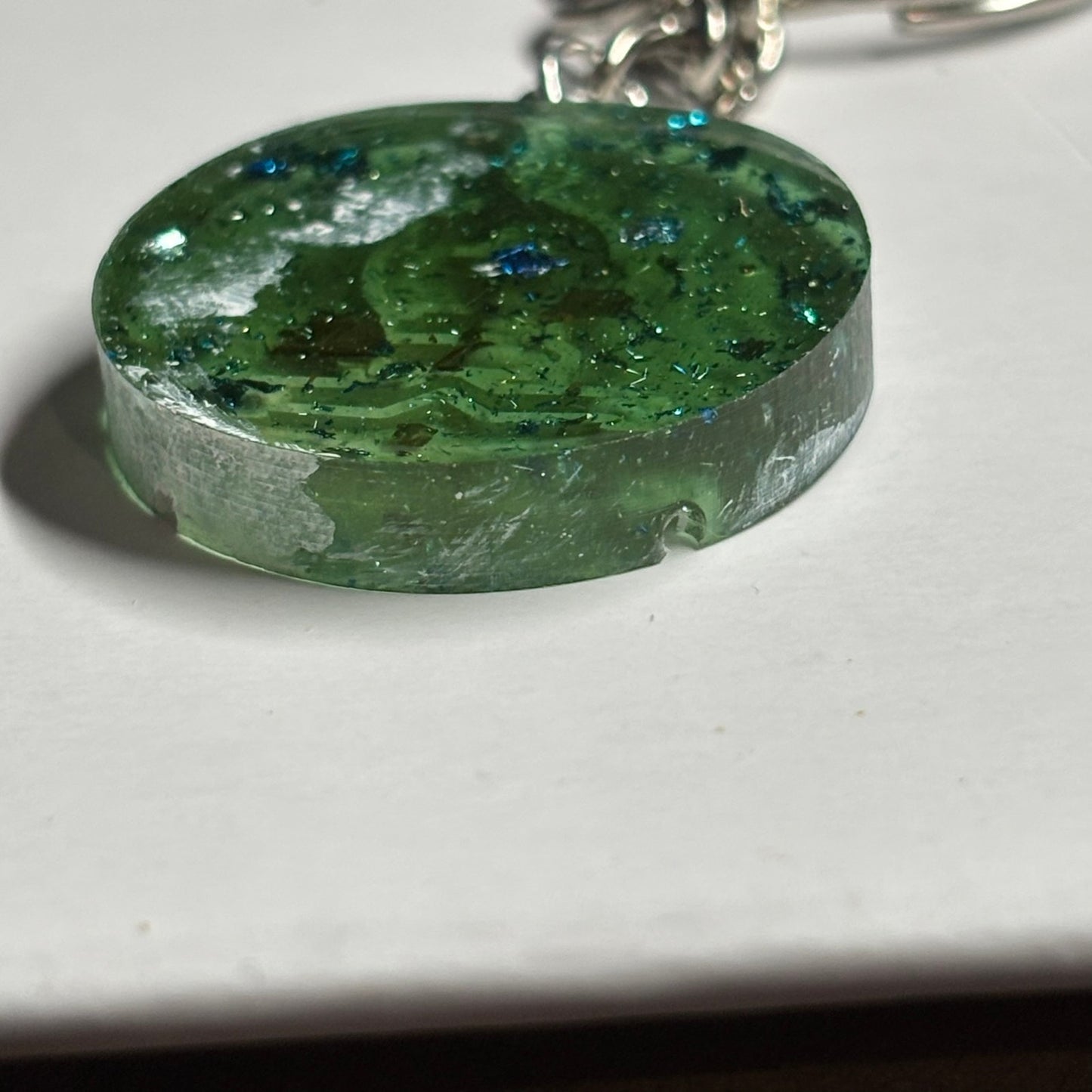 Emerald Green Bishop Handmade Resin Keychain - Flat Edition